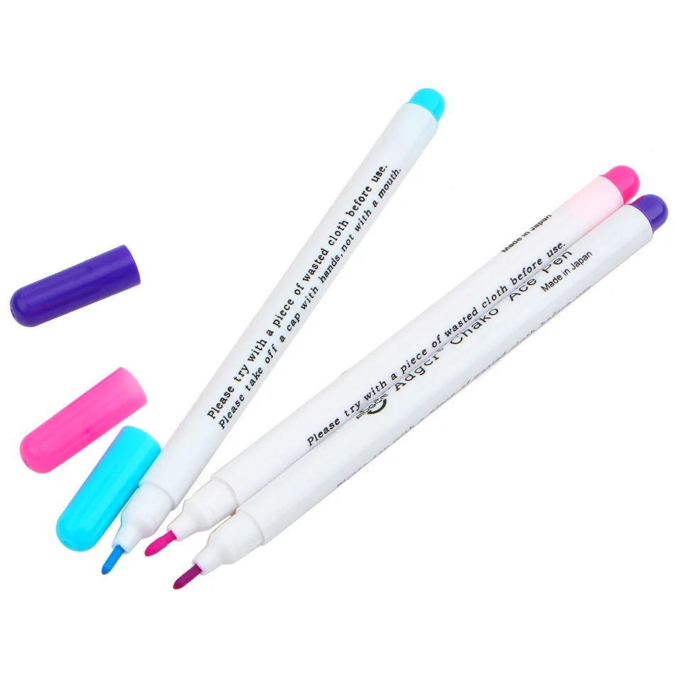 3pcs/lot Blue Purple Pink Air / Water Erasable Pen Fabric Marker Auto-Vanishing Apparel Embroidery Design | Канцтовары для офиса и