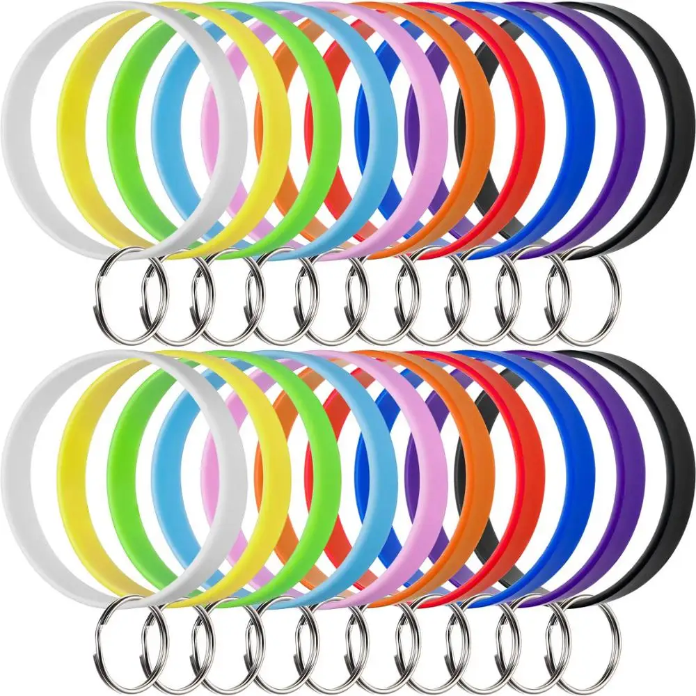 20 цвета в упаковке силиконовый браслет брелок на запястье для спортзала бассейна