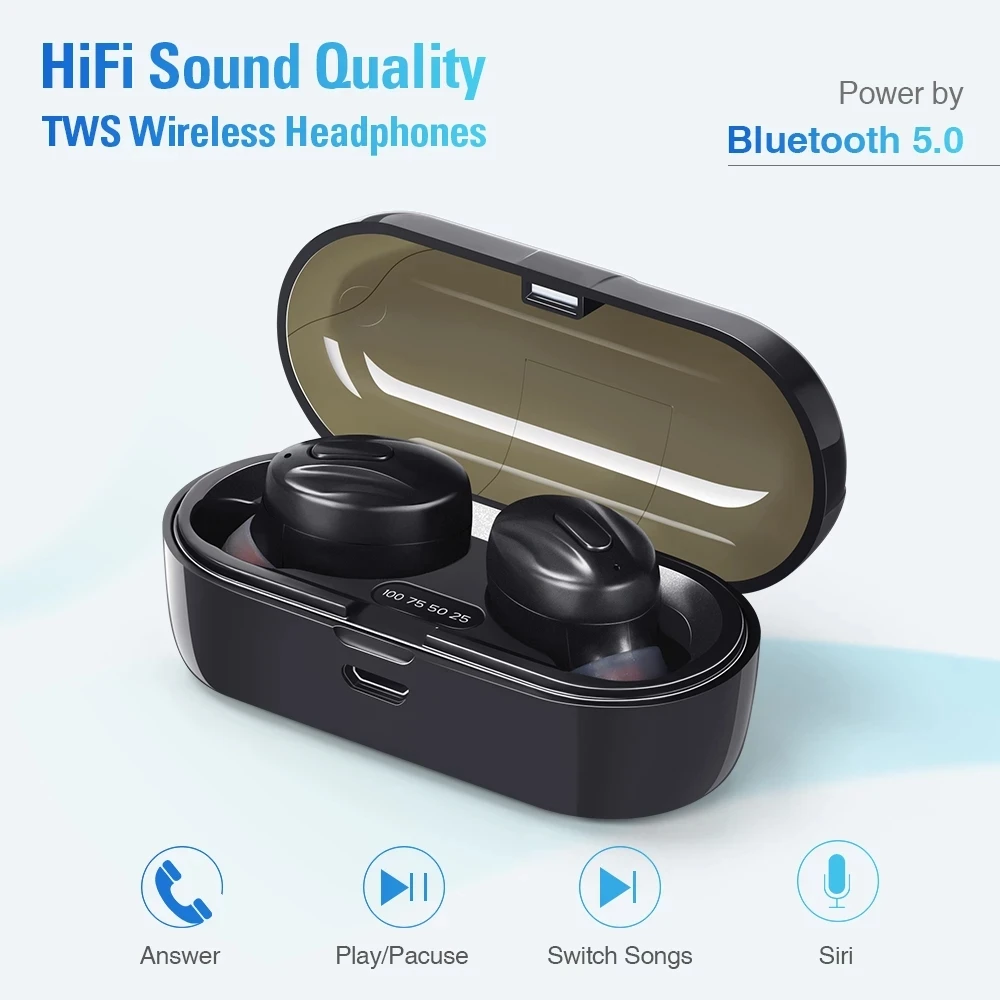 

XG-13 TWS Bluetooth Earphones Wireless Headphones 5.0 In-ear Headset Waterproof Noise Reduction Earbuds With LED Power Display