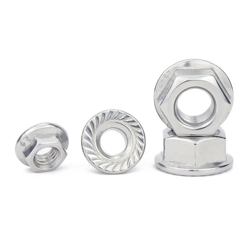 

5/50X M3 M4 M5 M6 M8 M10 M12 High Quality Stainless Steel Hexagon Hex Head Serrated Spinlock Flange Nut Locknut Lock Nut DIN6923