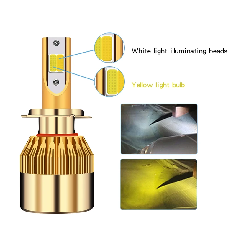 XFZMZBZ C6 двухцветные Автомобильные светодиодные фары ближнего и дальнего света H7 LED