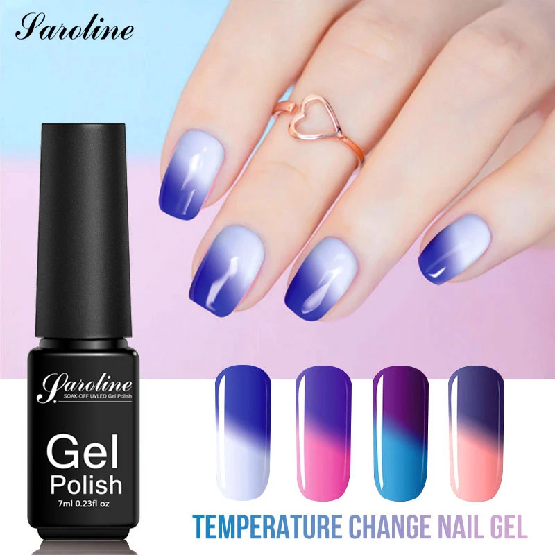 Saroline термальный Блестящий отмачиваемый УФ Гель лак температурный изменяющий