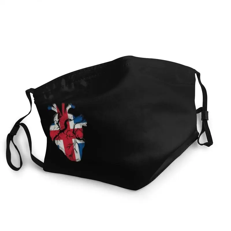 

Iceland Human Heart Flag Mask Anti Dust Reusable Patriotic Face Mask Protection Cover Adult Respirator Mouth Muffle