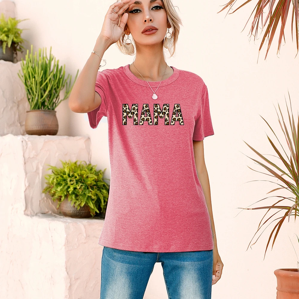 

Female Comfortable Originality Clothing Women European Style Shirts Novel Regular Short Sleeve Mama Letter Print Summer 90s