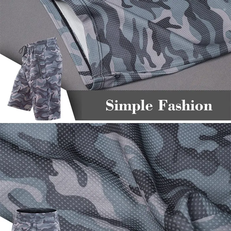 

Gym Casual Shorts Men Fitness Lace Up Fashion Short Outdoor Summer Elasticity Camouflage Hip Hop Streetwear Jogging Beach New
