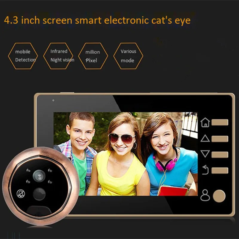 

Home 4.3 inch infrared night vision electronic cat eye HD camera Take pictures motion detection video doorbell security eyes set