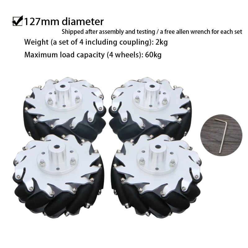 Billig 60KG Last 127mm Omni Mecanum Rad Mit 4/6mm TT Naben Für Arduino Raspberry Pi DIY STEM Roboter Auto Chassis Spielzeug Teile