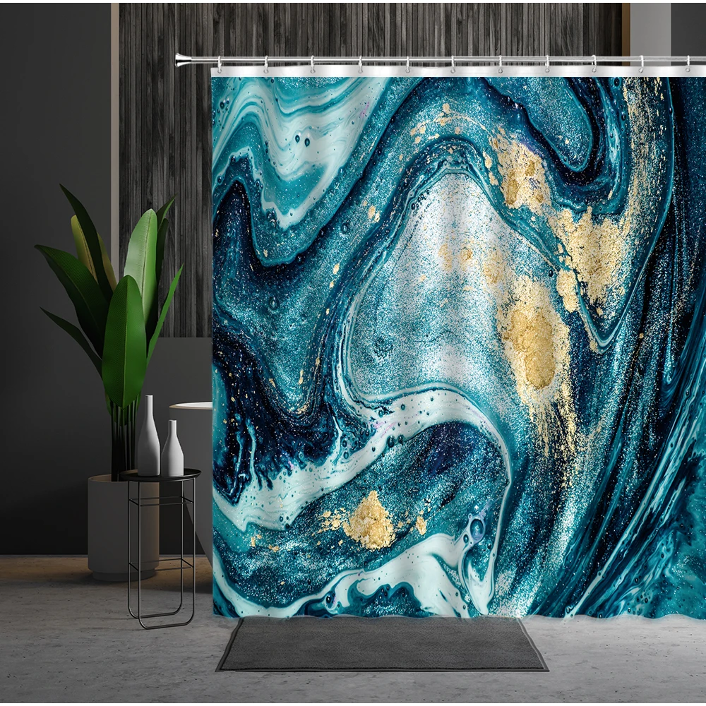 

3D Blue Marble Shower Curtain Nordic Style Simple Pattern Printing Polyester Home Bathroom Decoration Washable Fabric With Hook