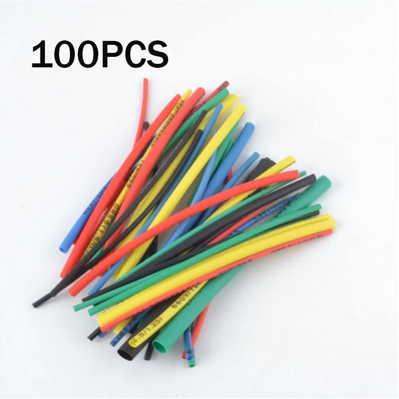 100 шт 5 размеров цветов мм термоусадочная трубка провод кабель изолированный