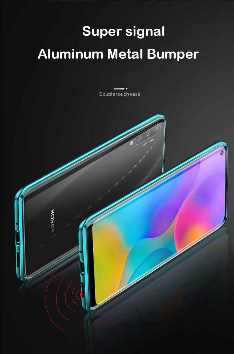 Магнитный чехол для huawei Honor V30 Play 3 Note 10 8 S, двусторонний стеклянный чехол, металлический бампер Nova 6SE V20 9X Pro 8X MAX чехол