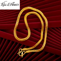 kissflower nk06 fine male jewelry wholesale 2022 hot fashion men birthday wedding gift snake bone 24kt gold chains necklace