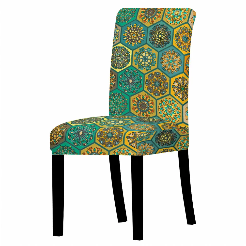Чехол для стула в богемном стиле с геометрическим узором спандекс