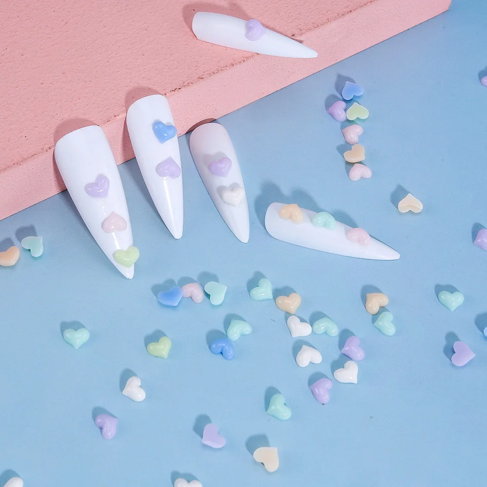 50 шт./упак. нейл-арта украшения градиент любящее сердце формы смола свежесть