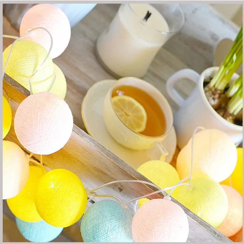 Светодиодная хлопковая световая гирлянда в виде шариков освещение для спальни