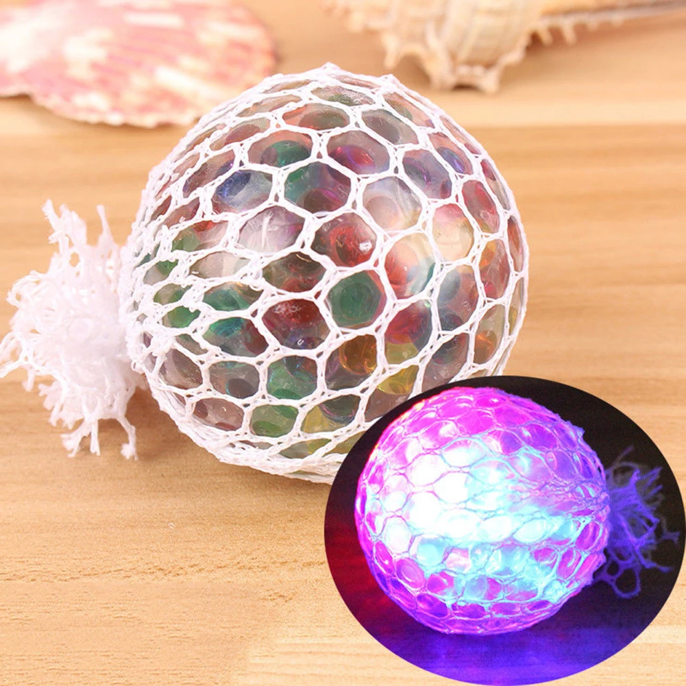 

Flash Glowing Mesh Grape Ball Autism Anti Stress Reliever Toys Squeeze Luminous Decompression Ball For Adults Children Kids