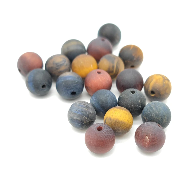 

4 6 8 10 12mm Natural Matte Mixed Color Tiger Eye Round Spacer Beads Necklace Bracelet Jewelry Making