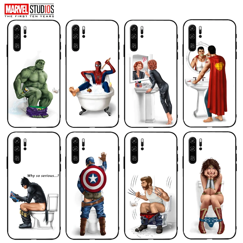 

Marvel Avengers Hulk Captain America Thor Spiderman Deadpool Wolverine Black Widow Phone Case For Huawei P30 Lite P30 Pro coque