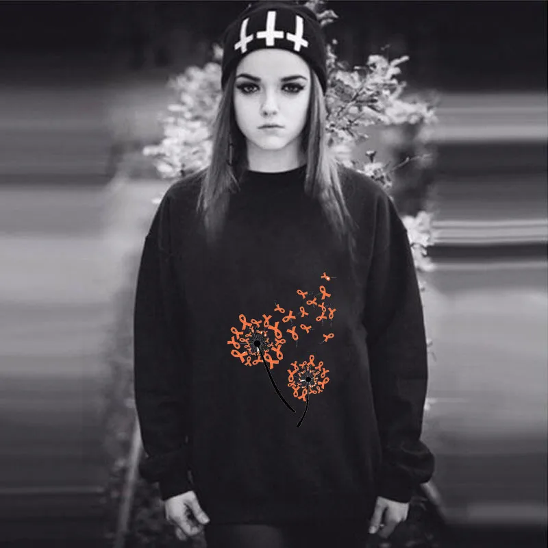 

Women Hoodie Double Dandelion Printed Hoodies Women Fleece Long Sleeve O Neck Loose Sweatshirt Girls Pullovers Winter