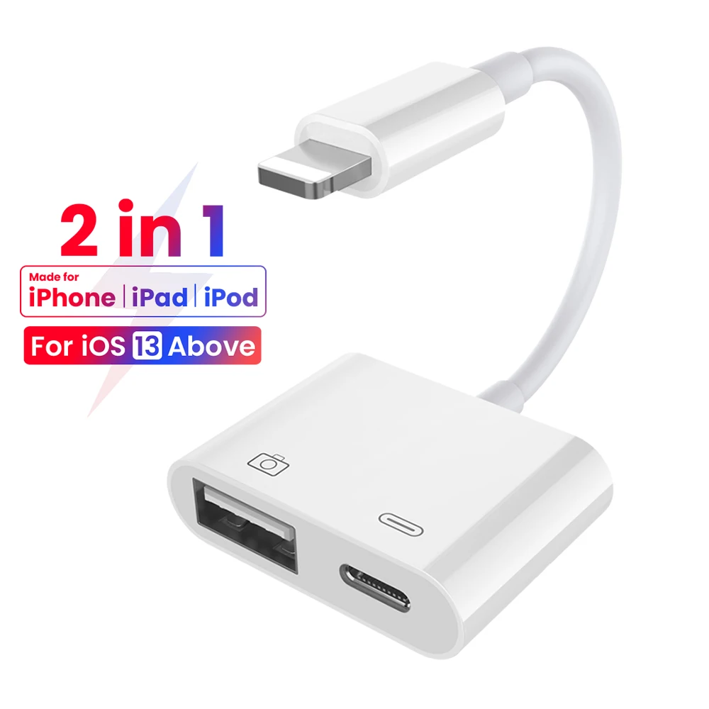 Адаптер OTG для iPhone переходник с 8 Pin на USB 2 0 iOS 13 более в 1 мыши клавиатуры U диска