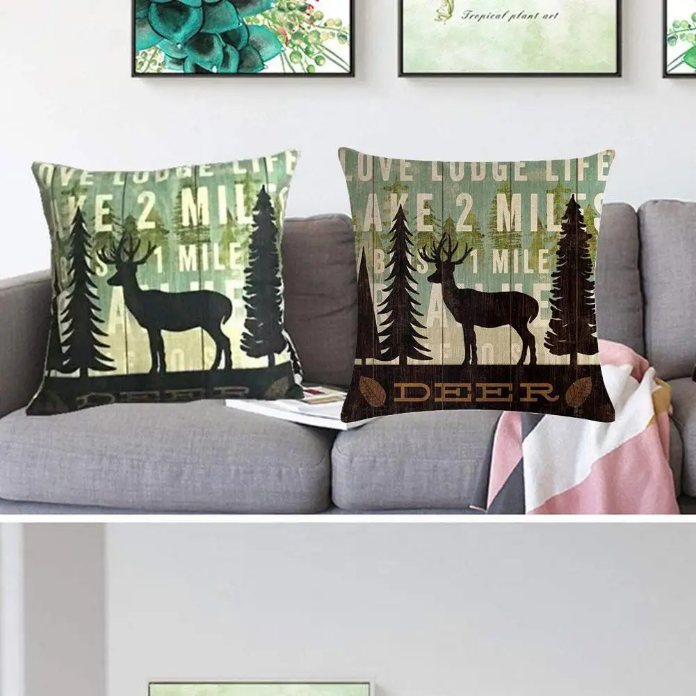 

Christmas Cushion Covers Deer Moose Animals Face Cushion Pillows Covers Linen Decorative Throw Cover Pillow Custom 45x45cm X4L9