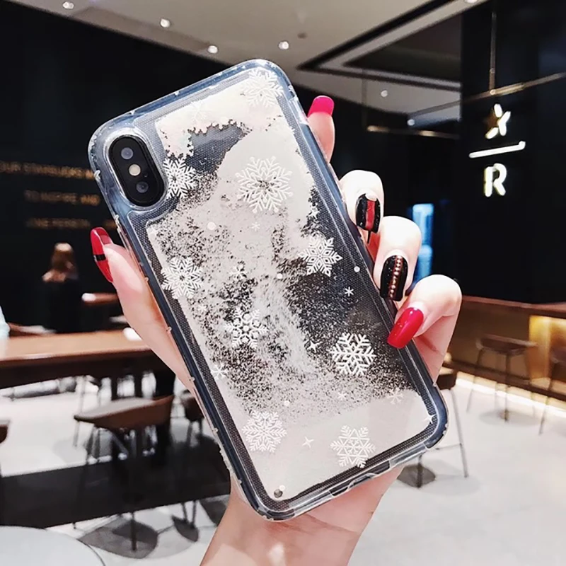 Прекрасный Рождественский чехол для iPhone 7 8 6 6S Plus Мягкий ТПУ зыбучий песок чехол для iPhone X Xr Xs максимальный чехол год