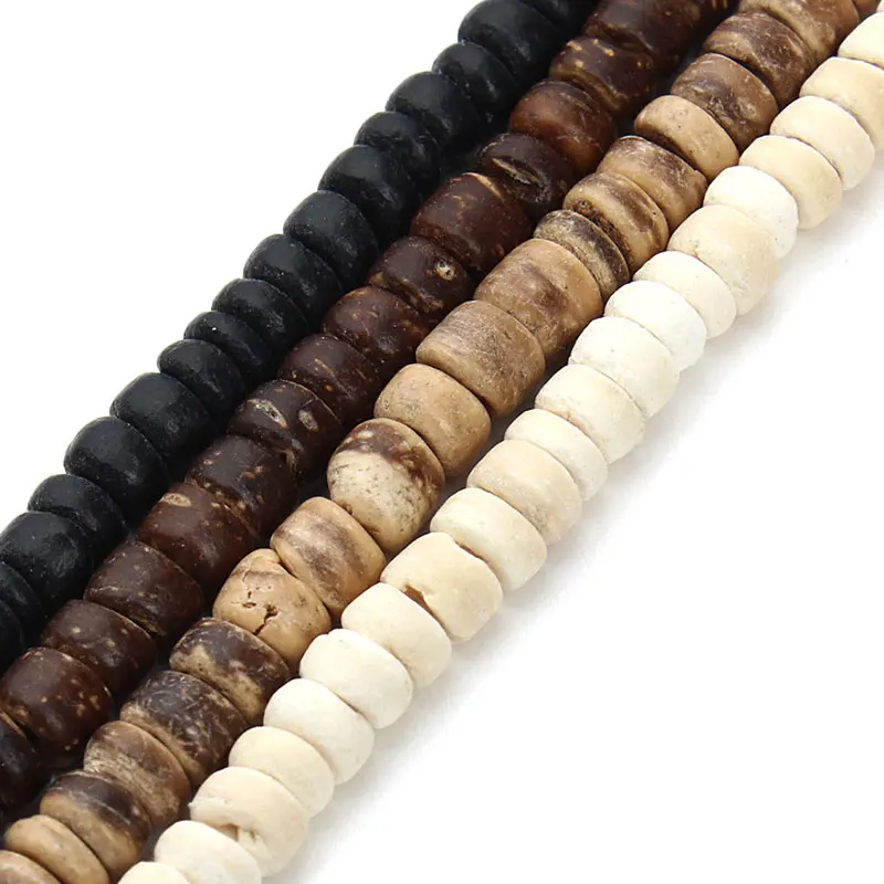 

5mm White Black Coffee Wood Stone Beads Heishi Spacer Beads For Jewelry Making 110 Pcs DIY Accessorries Bead For Bracelet