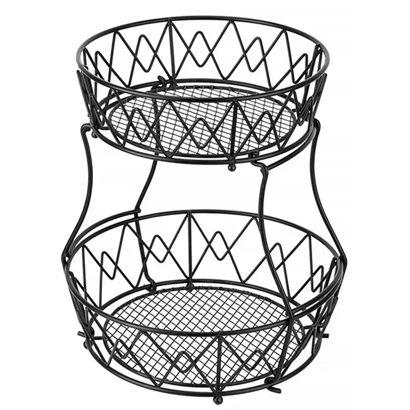 

Двухслойная железная корзина для хранения фруктов и овощей, держатель для закусок, держатель для овощей, стойка