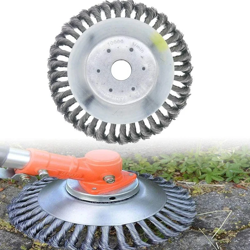 

TOP 8 Inches Steal Wire Brush Cutter Trimmer Head with Adapter Kit For String Trimmers, Rust Removal, Lawn Mower