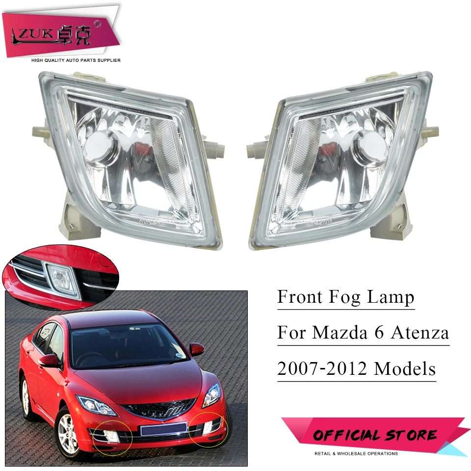 

ZUK 2PCS Front Bumper Fog Light Fog Lamp For Mazda 6 For Atenza GH GY 2008 2009 2010 2011 2012 GV7D-51-680 GV7D-51-690
