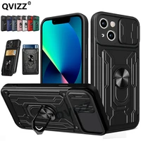 case for iphone 11 12 13 pro max xr xs max 8 7 6s plus se 2020 card wallet pocket all inclusive slide camera cover bracket ring