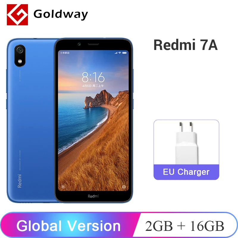 Мобильный телефон Xiaomi Redmi 7A 7 A с глобальной версией, 2 Гб ОЗУ, 16 Гб ПЗУ, Восьмиядерный процессор 5,4" Snapdargon 439, аккумулятор 4000 мАч, камера 12 МП