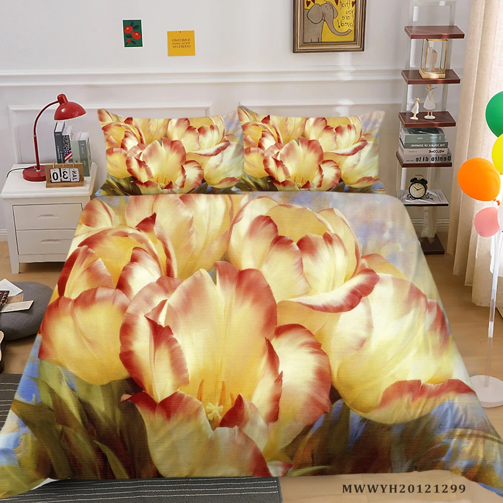 

3D Oil Painting Printing Bedding Set King Size Duvet Cover Set 2/3 Pcs Unique Design Bed Set Pillowcase