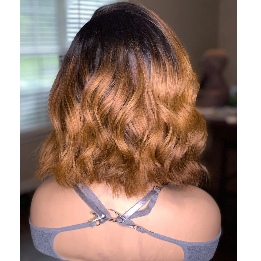 

Remy Soft Ombre Blonde Short Cut Bob Body Wave 13x4/6 Human Hair Lace Front Wigs With Baby Hair Natural Hairline For Black Women