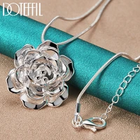 doteffil 925 sterling silver flower pendant necklace 16 30 inch snake chain for woman fashion wedding party charm jewelry