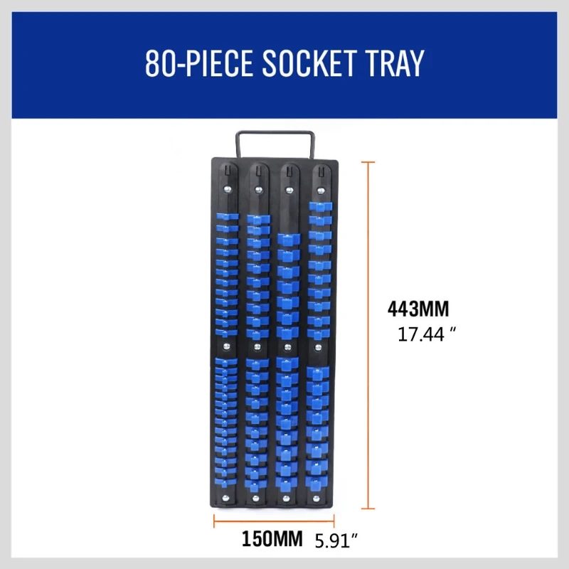 

80 pcs Durable Heavy Duty Socket Organizer Tray Quality Socket Holders Socket Rails with Blue Clips