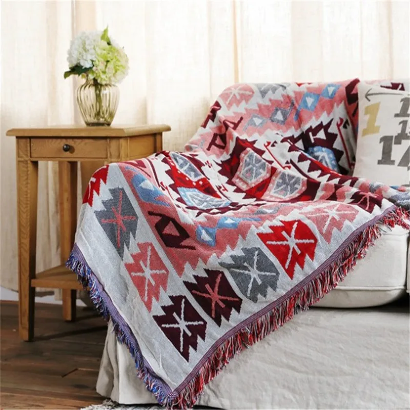 Плед для дивана с геометрическим рисунком скандинавский ковер искусственное