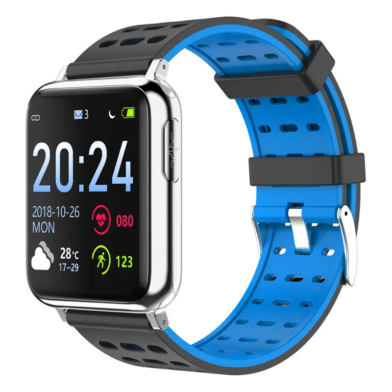 silver blue Спортивные Смарт-часы Для мужчин ECG+ PCG сердечного ритма крови-Давление Смарт-часы с мониторингом IP67 водонепроницаемый для xiaomi IPone X HUAWEI телефон - Цвет: silver blue