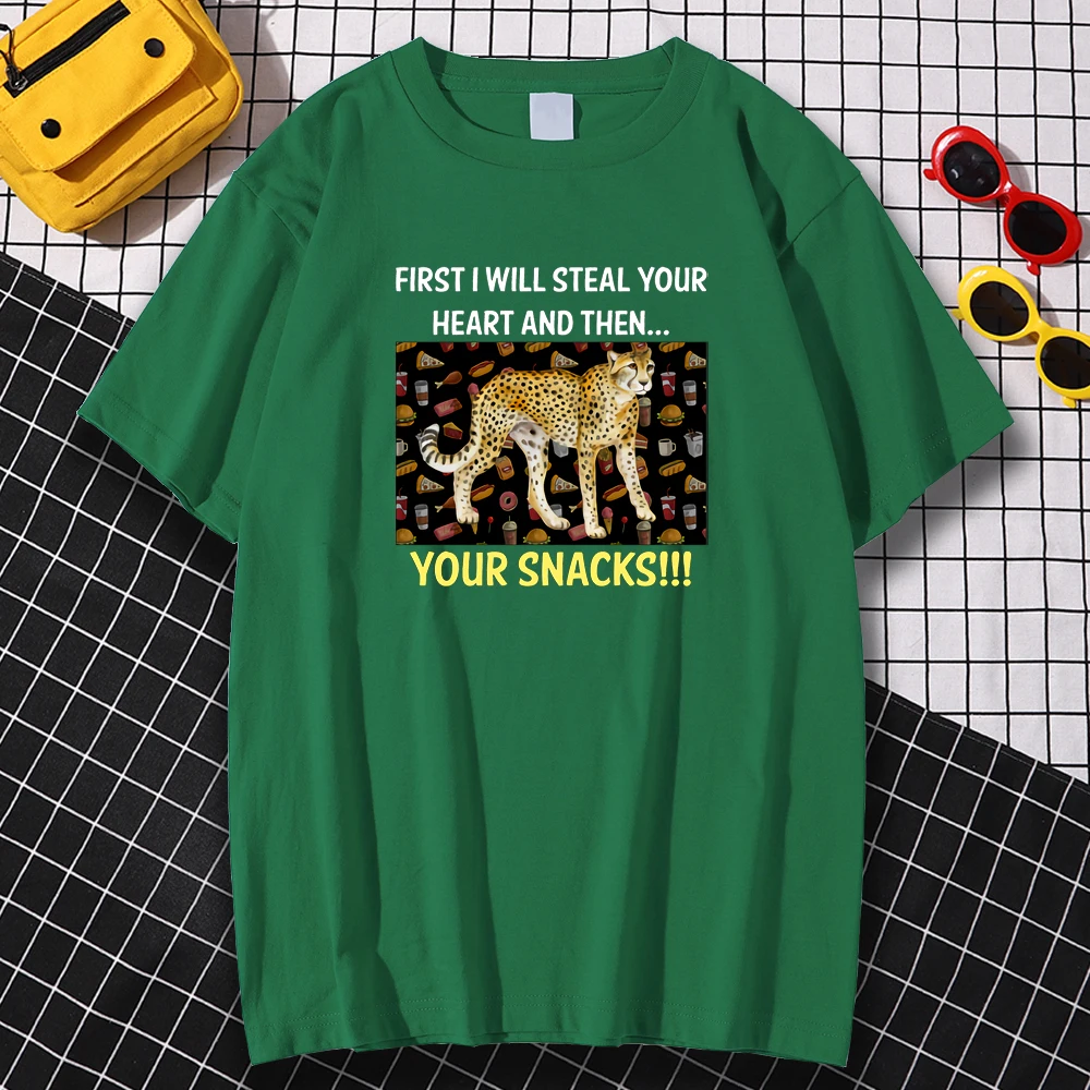 Футболка женская летняя с принтом в виде гипарда и сердца милая рубашка стиле