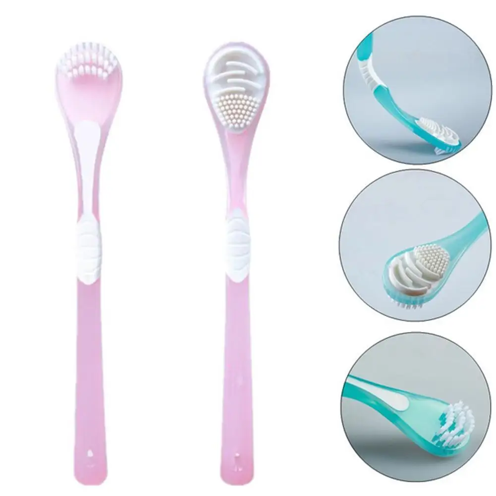 

2021 Double Side Tongue Cleaner Brush For Tongue Cleaning Fresh Clean Silicone Scraper Breath Toothbrush Tongue Tool Care O Q0M5