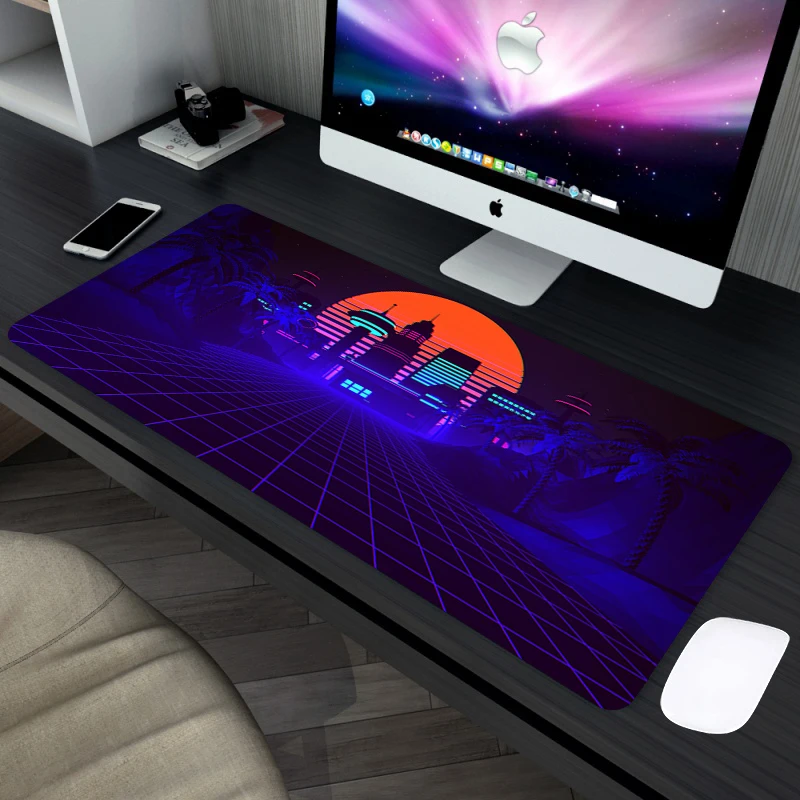 

Retrowave Mouse Pad Gaming Laptops Desk Mat Gamer Mats Rug Backlit Keyboard Speed Office Carpet Non-slip Laptop