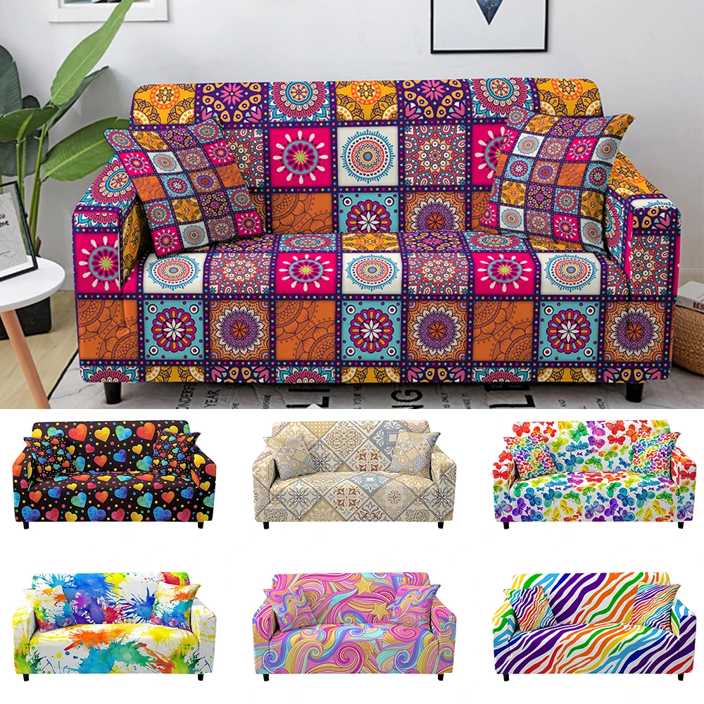 

Mandala Elastic Sofa Cover For Living Room Sofa Cover Chaise Lounge Sectional Couch Cover Corner Sofa Slipcover 1/2/3/4 Seaters