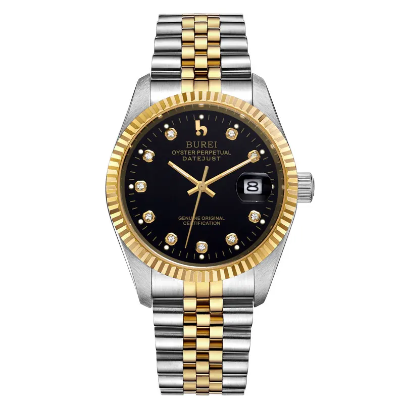 BUREI 5003 Switzerland часы мужские роскошные брендовые oyster perpetual datejust Miyota автоматические механические золотые relogio Masculino - Цвет: Белый