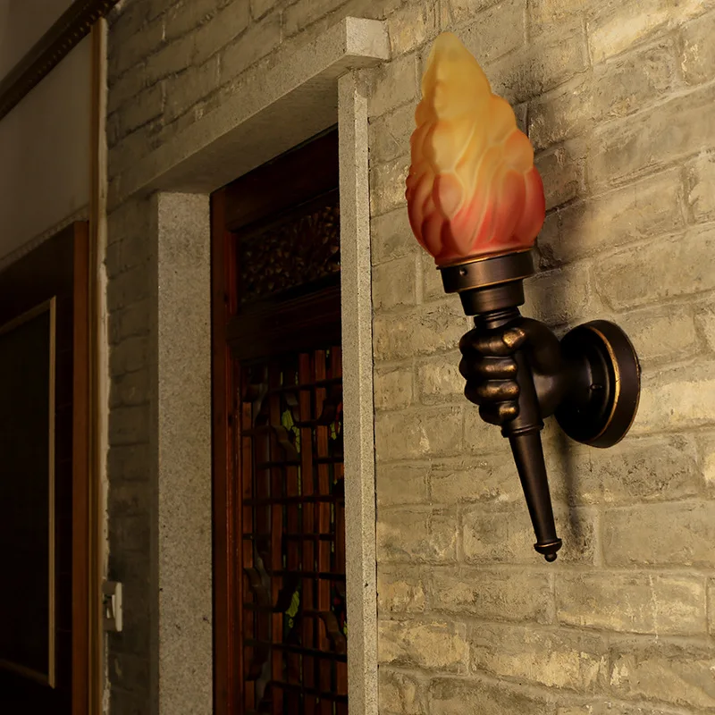 

Retro Industrial Creative American Coffee Shop Staircase Aisle Corridor Bar Decoration Torch Wall Lamp