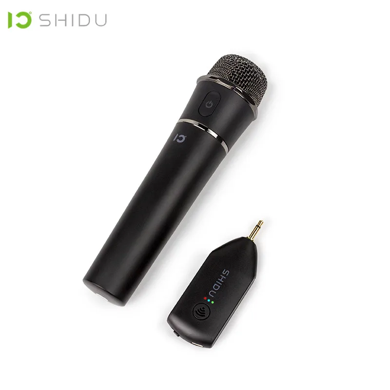 저렴한 SHIDU U5 휴대용 음성 증폭기 스피커 용 3.5mm 플러그 수신기가있는 핸드 헬드 다이나믹 보컬 UHF 무선 가라오케 마이크