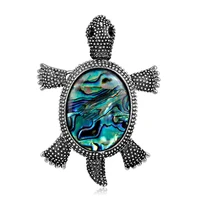 1 piece of abalone shell alloy turtle shape womens brooch natural shell cute animal brooch high quality gift jewelry 42x59mm