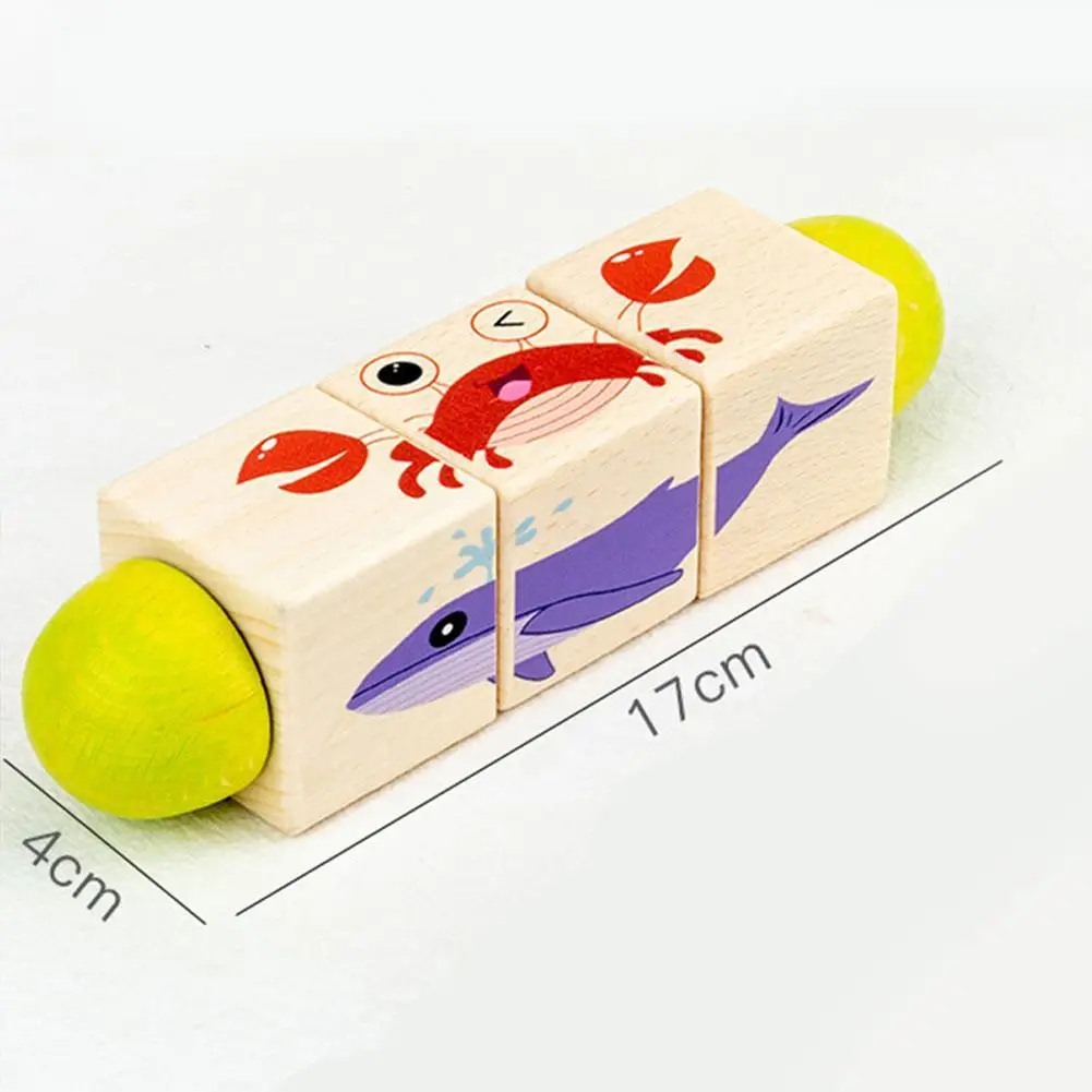 

Children Montessori Blocks Toys Wooden Rotating Animal Sorting Educational Toys For Toddlers Boys Girls Toy Blocks 2021 Hot