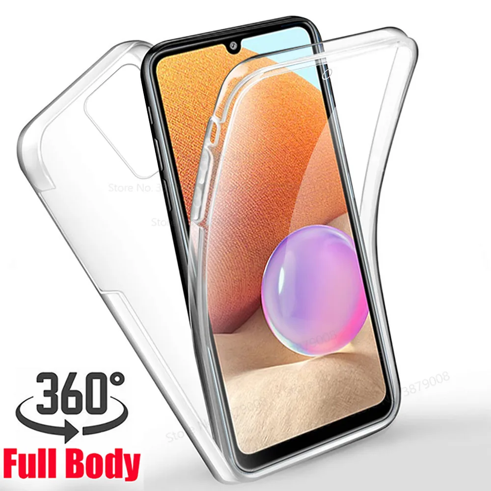 Полноразмерный чехол 360 для Samsung Galaxy A32 4G samsunga32 galax a32 a 32 6,4 дюйма, двухсторонний силиконовый прозрачный чехол из ТПУ