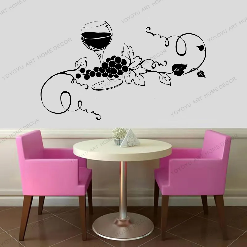 Стеклянная винная лоза виноград Дизайн Виниловая Наклейка на стену домашний