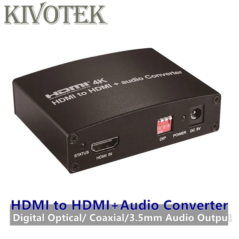 

4K HDMI To HDMI+Audio Converter Adapter OpticalCoaxial3.5mm Audio to Amplifer/Speaker,EDID Control For DVD HDTVs Free Shipping