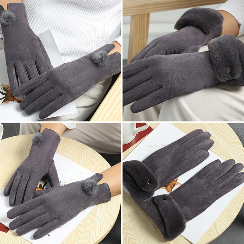 

Thickening Cold Winter Warm Gloves Women's Gloves Winter Touch Screen Plus Velvet Warm Mittens Bicycle Driving